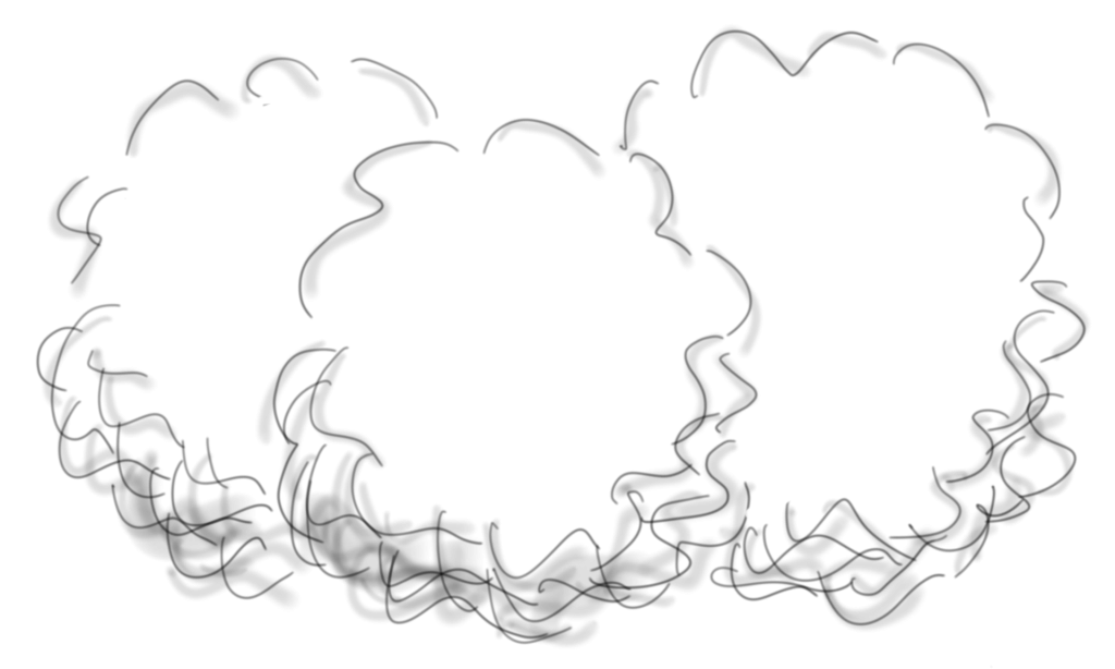 Handgezeichnete Illustration einer Sträuchergruppe als Outlines.